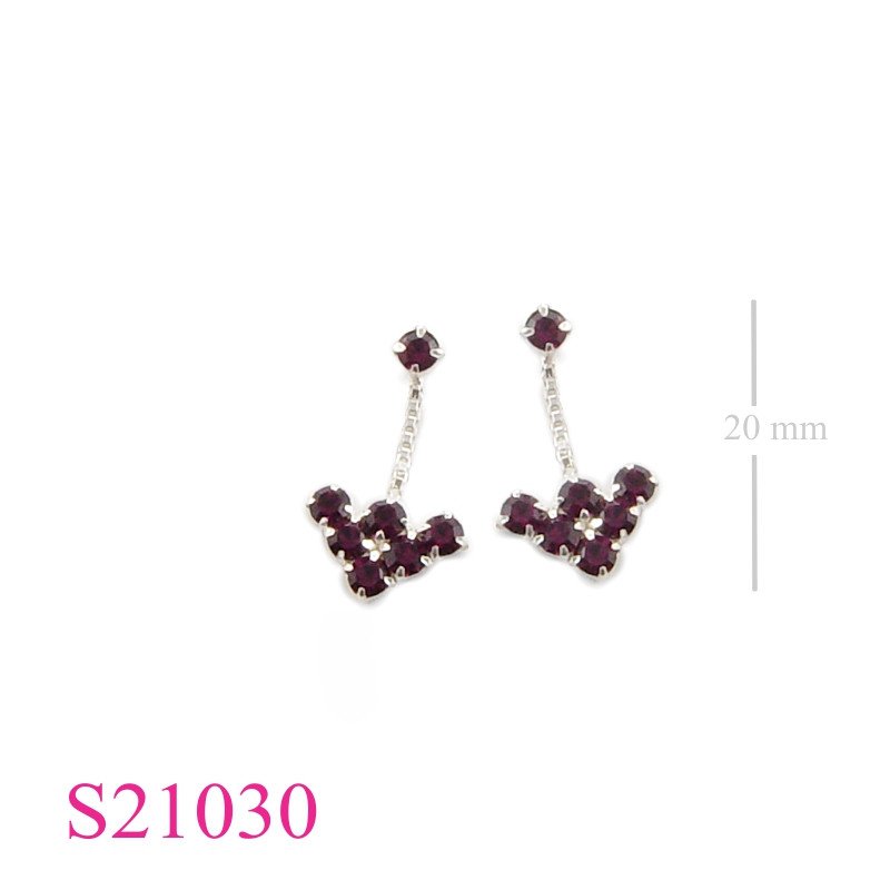 Earrings, 7 pieces round crystals.