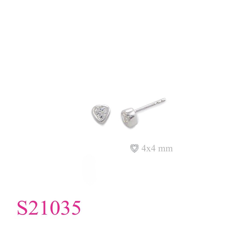 Earrings, 4mm heart stone.