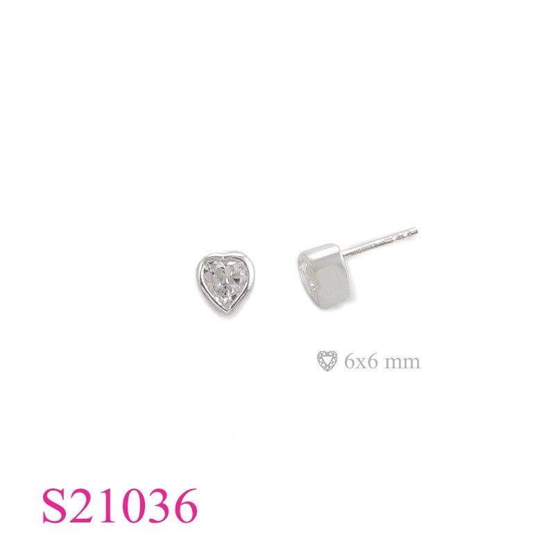 Earrings, 6mm heart stone.
