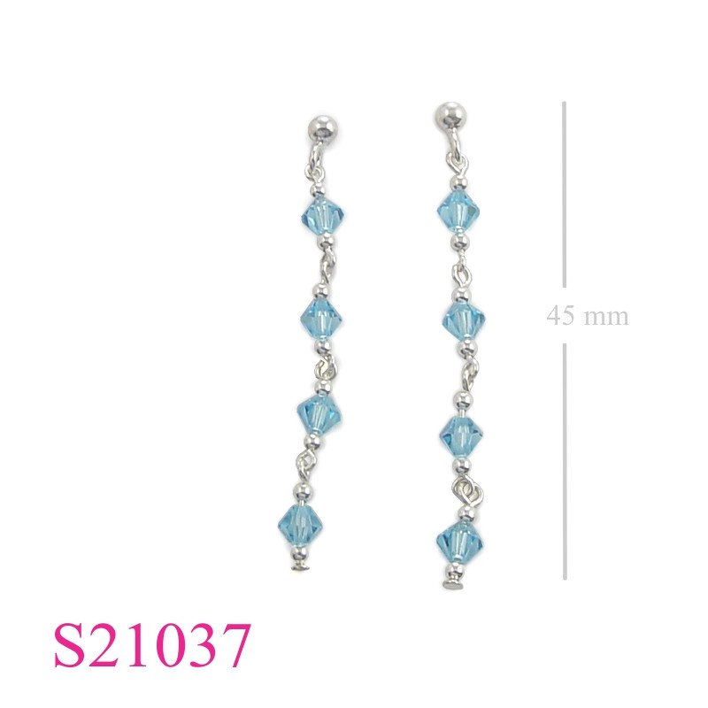 Earrings, 4 hanging crystals.