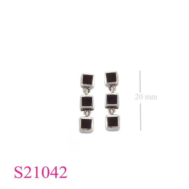 Earrings, 3 hanging squares.