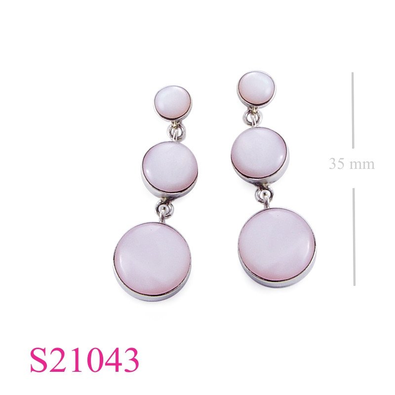 Earrings, 3 round stones.