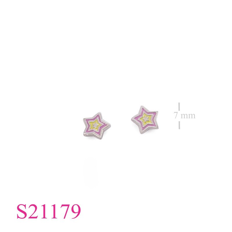 Earrings, enamel star.