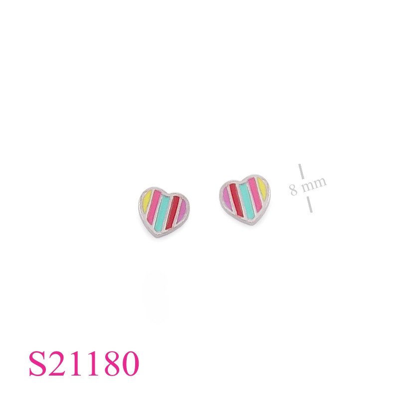 Earrings, enamel heart.