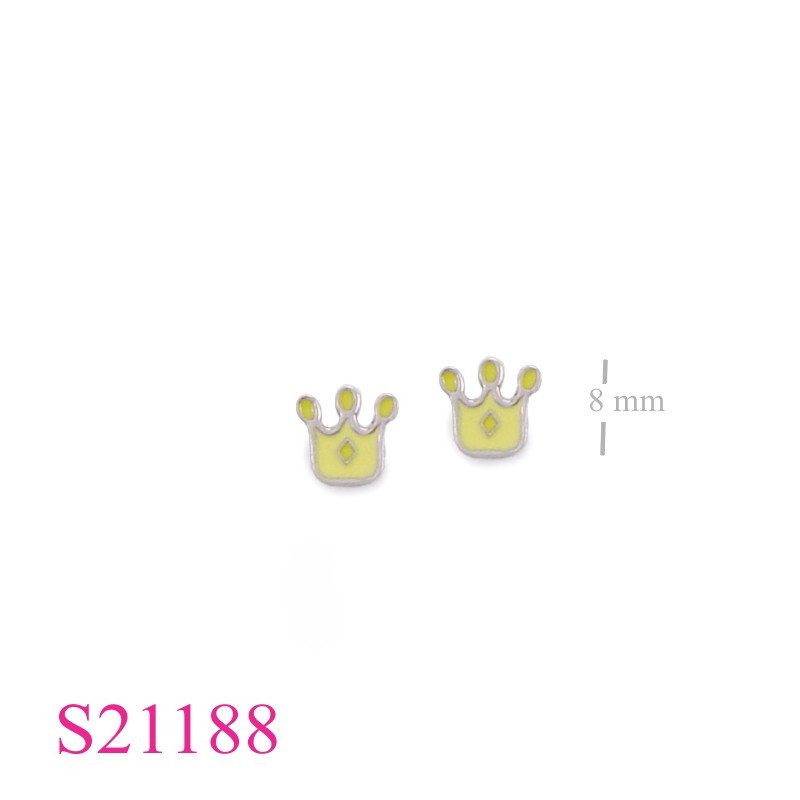 Earrings, enamel crown.