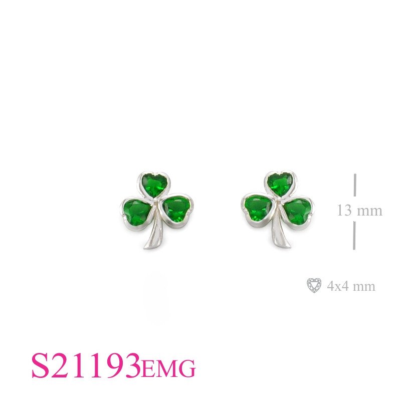 Earrings, Shamlock with Emerald Glass stones.