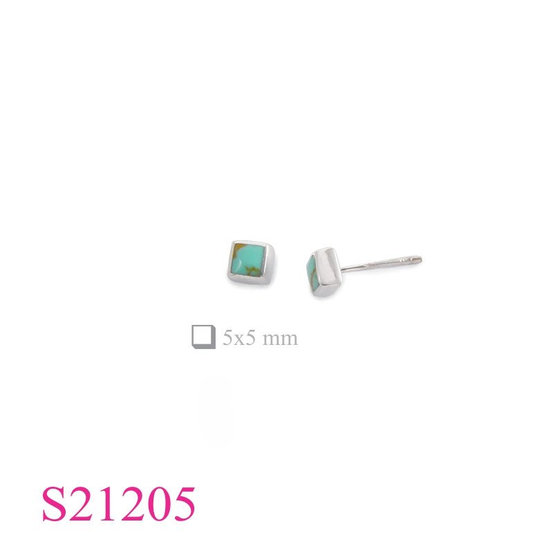 Earrings, 5mm square.