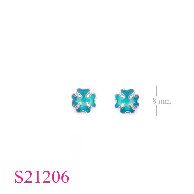 Earrings, enamel flower shape.