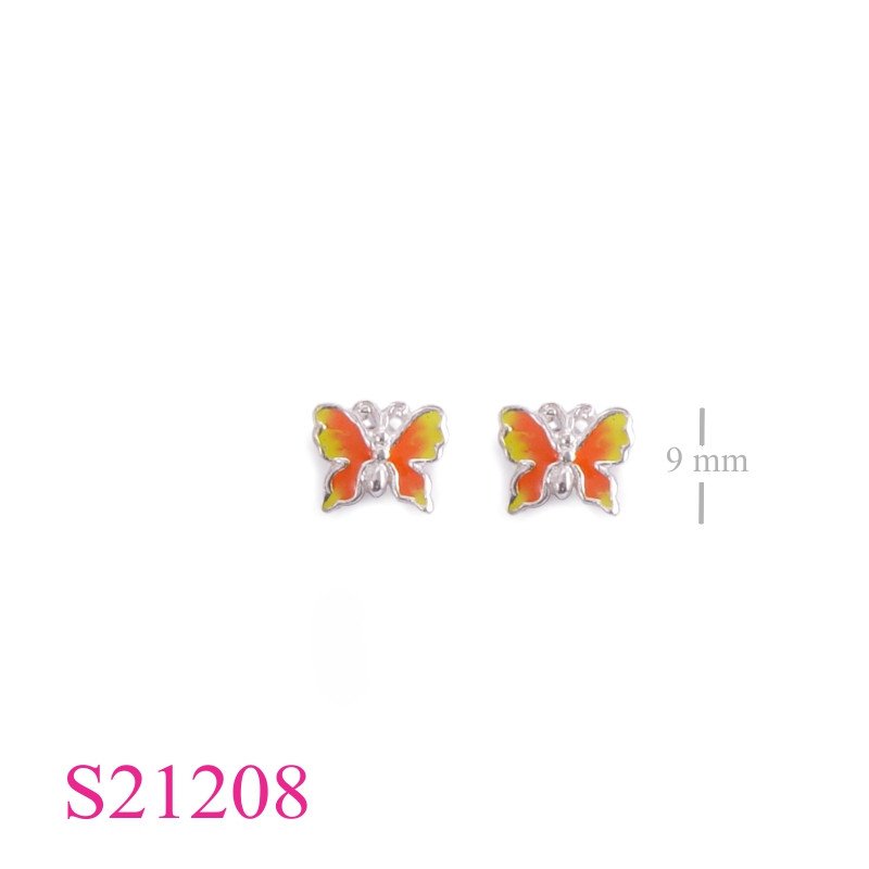 Earrings, enamel butterfly.