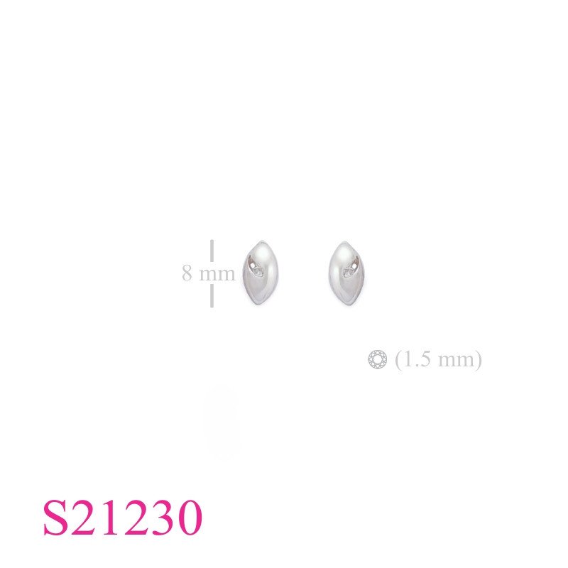 Earrings, marquise shape with small stone.
