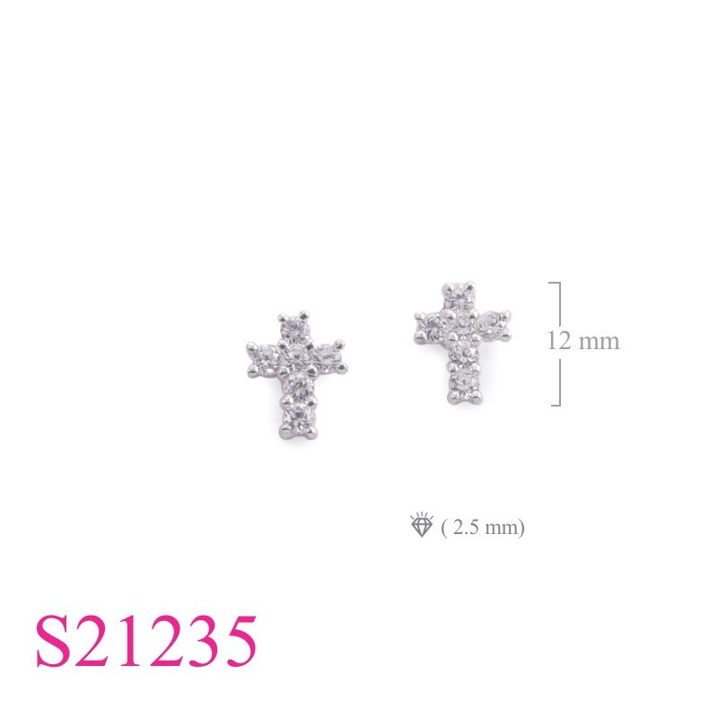 CZ Earrings, Cross Earrings, with small CCZs.
