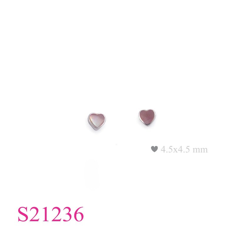 Earrings, 4.5mm heart.