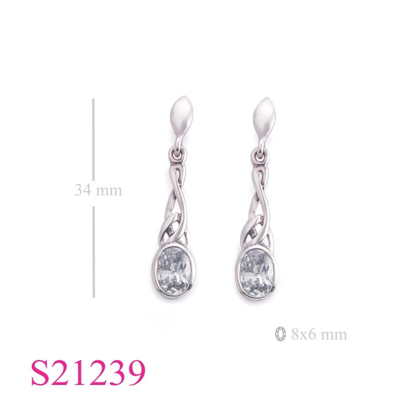Earrings, Celtic with 8x6mm stone.