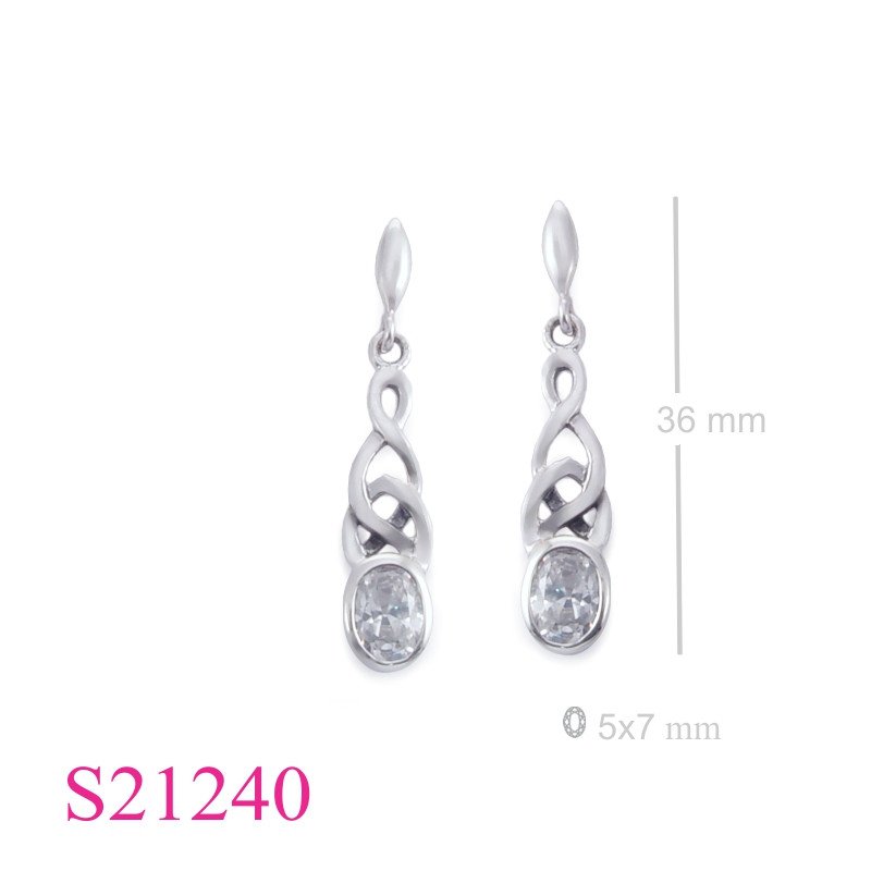Earrings, Celtic with 5x7 mm. oval stone.