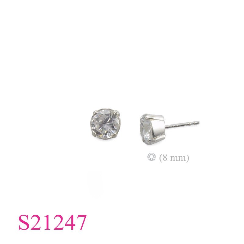 Earrings, 4 prong setting with 8mm stone.