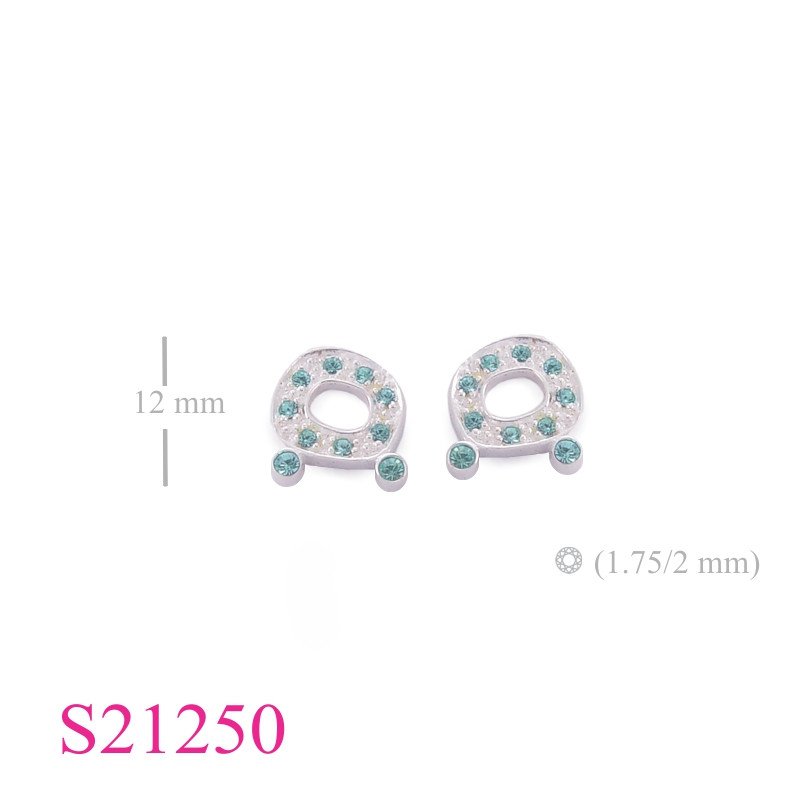 Earrings, "O" with small crystals.