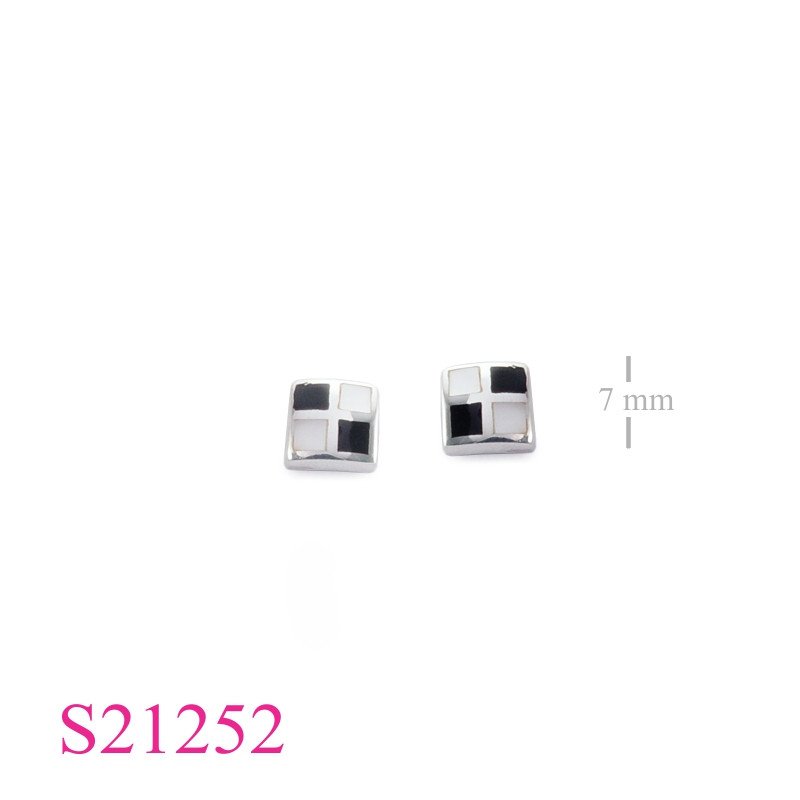 Earrings, 4 square stones.