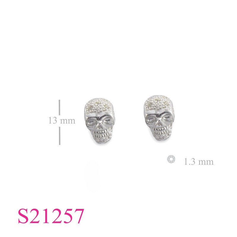 Earrings, skull with small crystals.