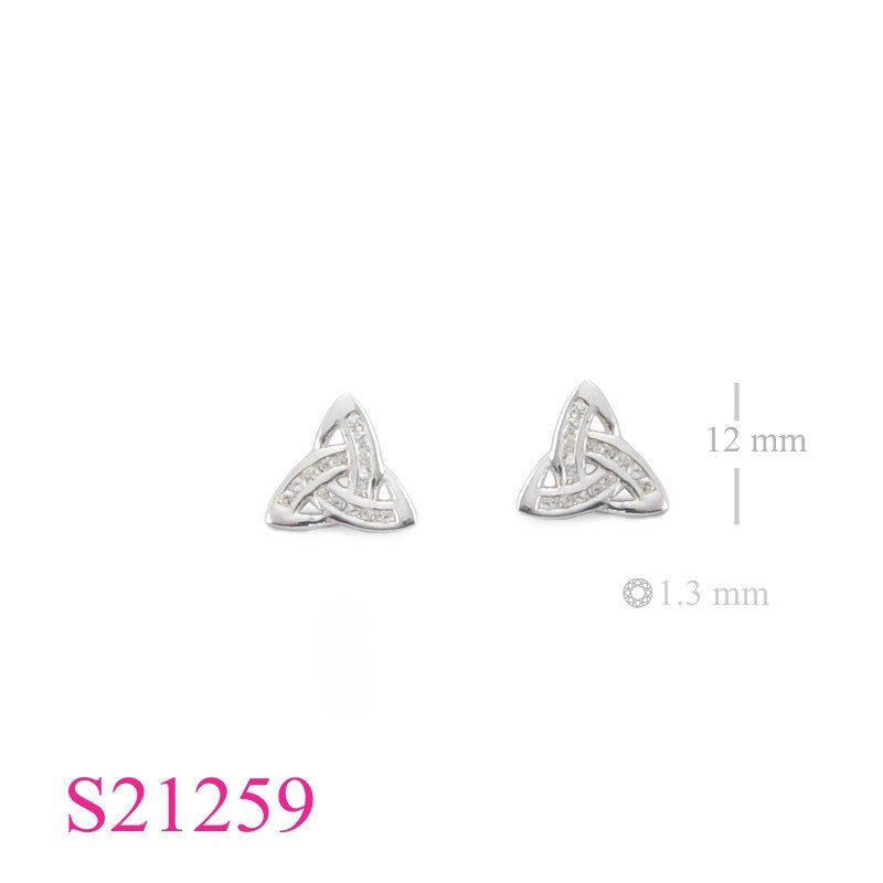 Celtic Earrings, CZ Earrings, 12mm Trinity Celtic with small CCZs