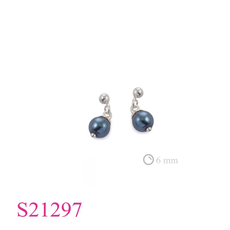 Earrings, 6mm poly perl with ball post.