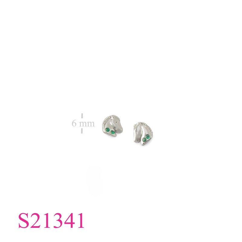 Earrings, horse head and 2 small crystals.