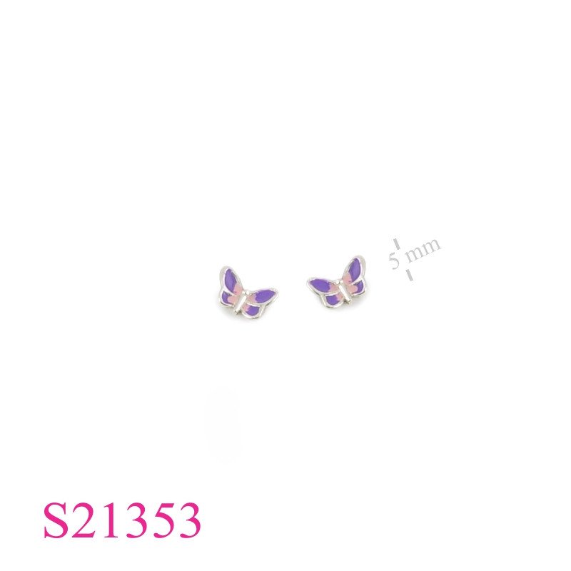 Earrings, enamel butterfly.