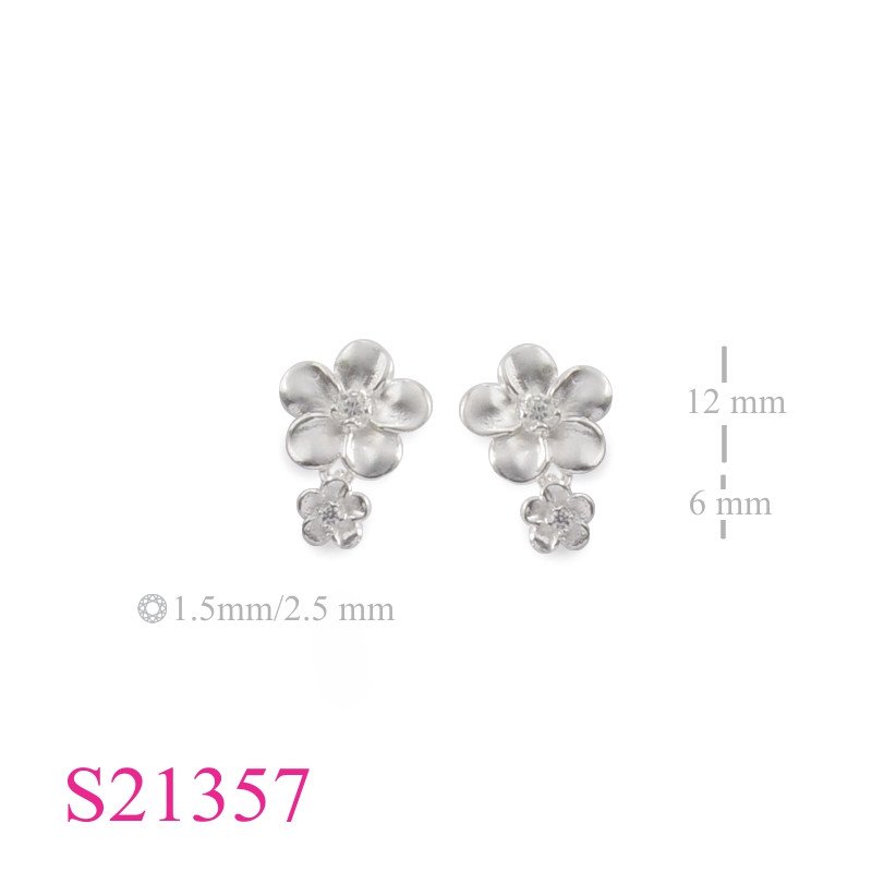 Flower Earrings, CZ Earrings, 12 and 6mm champac with round CCZs.