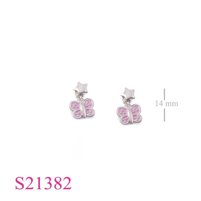 Butterfly Earrings, Star Earrings, enamel and .