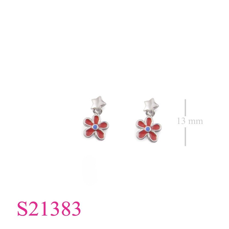 Flower Earrings, Star Earrings, enamel and .