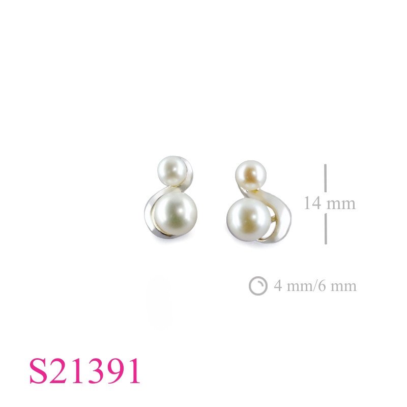 <p>Stone Earrings, "S" with 2 perls.</p>