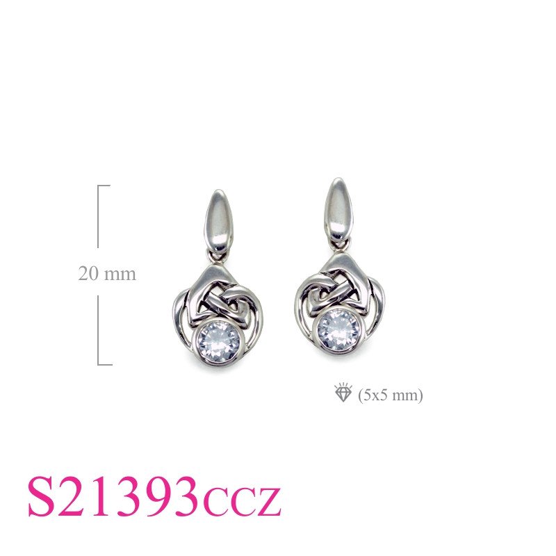 Stone Earrings, Celitc with round CCZ stone.