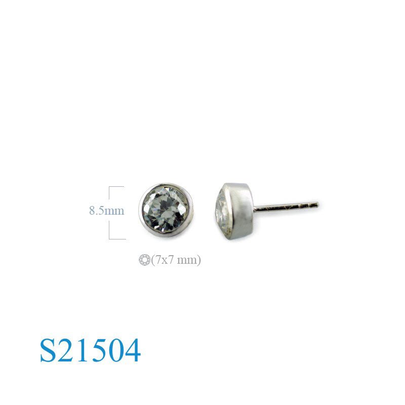 <p>Earrings, 7mm round CCZ.</p>