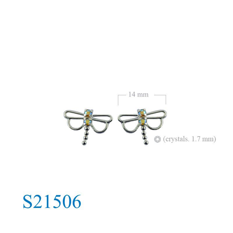 Earrings, dragonfly with small crystals.