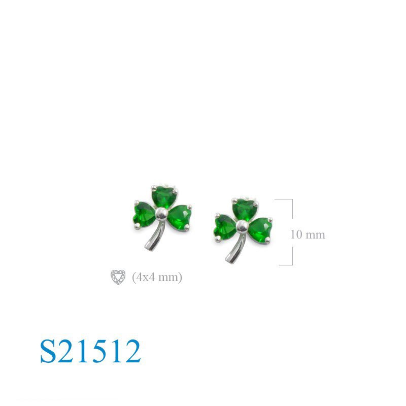 Heart Earrings, Shamrock Earrings, CZ Earrings, Shamrock with 3 CCZs heart stones.