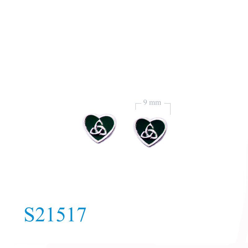 Earrings, enamel Trinity in heart.