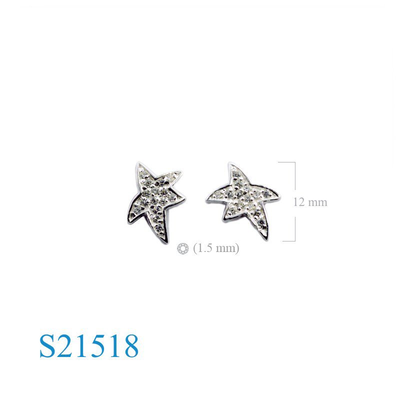 Star Earrings, CZ Earrings, Black Rhodium plated with small CCZs.