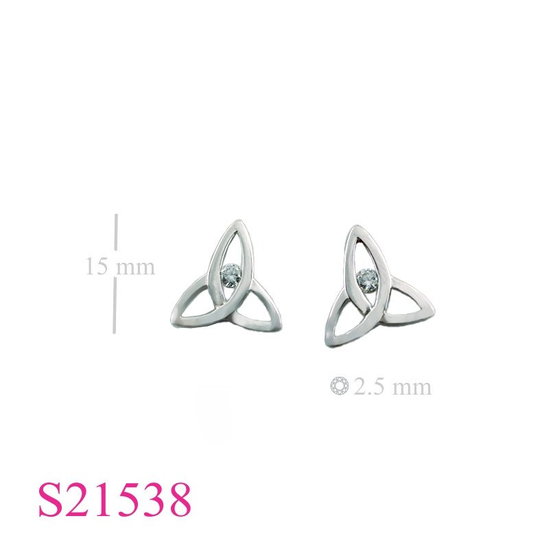 Earrings, Trinity with round CCZ.
