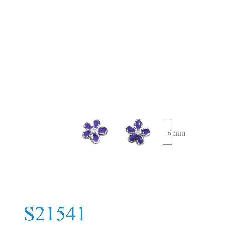 Earrings, enamel small flower.