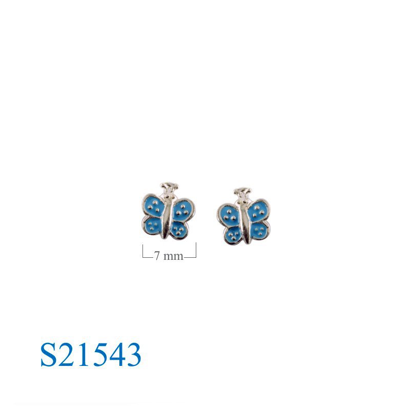 Earrings, enamel butterfly.
