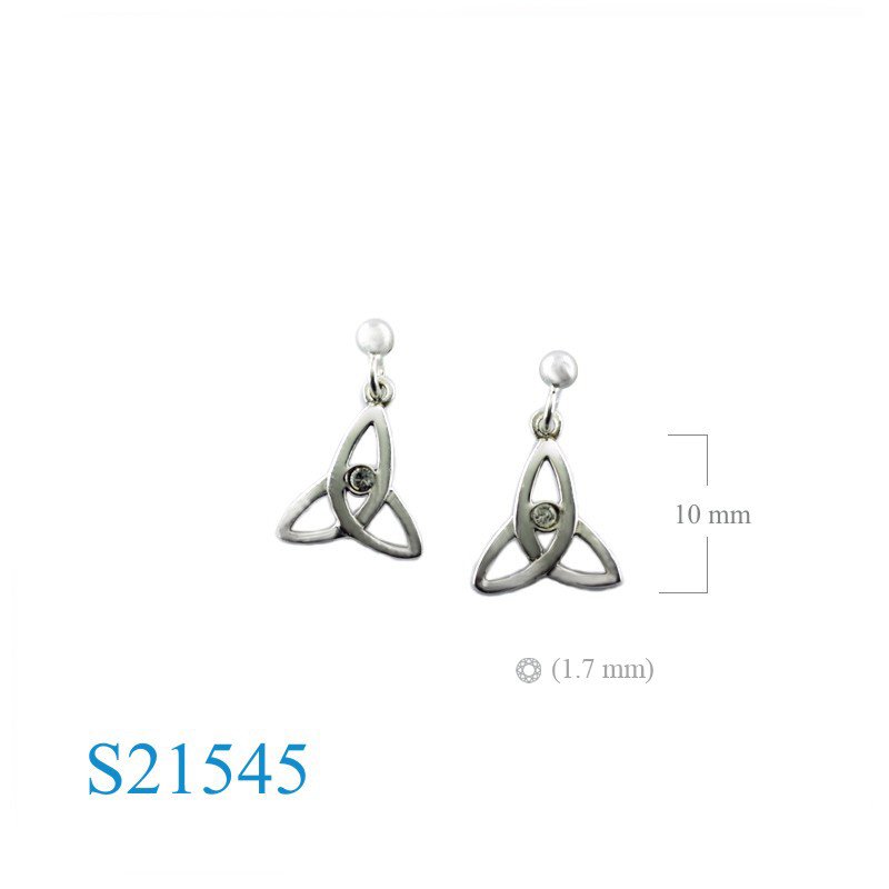 Earrings, Trinity and ball post with Clear Crystal.