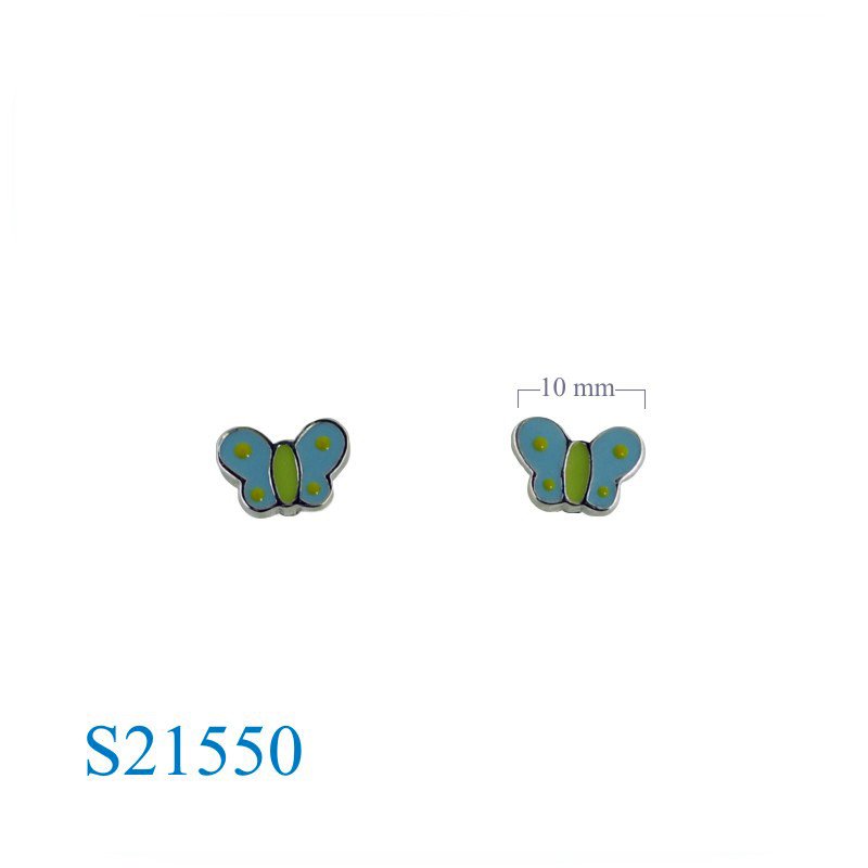 Earrings, enamel butterfly.