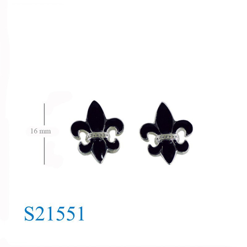 Earrings, enamel Fleur de lis.