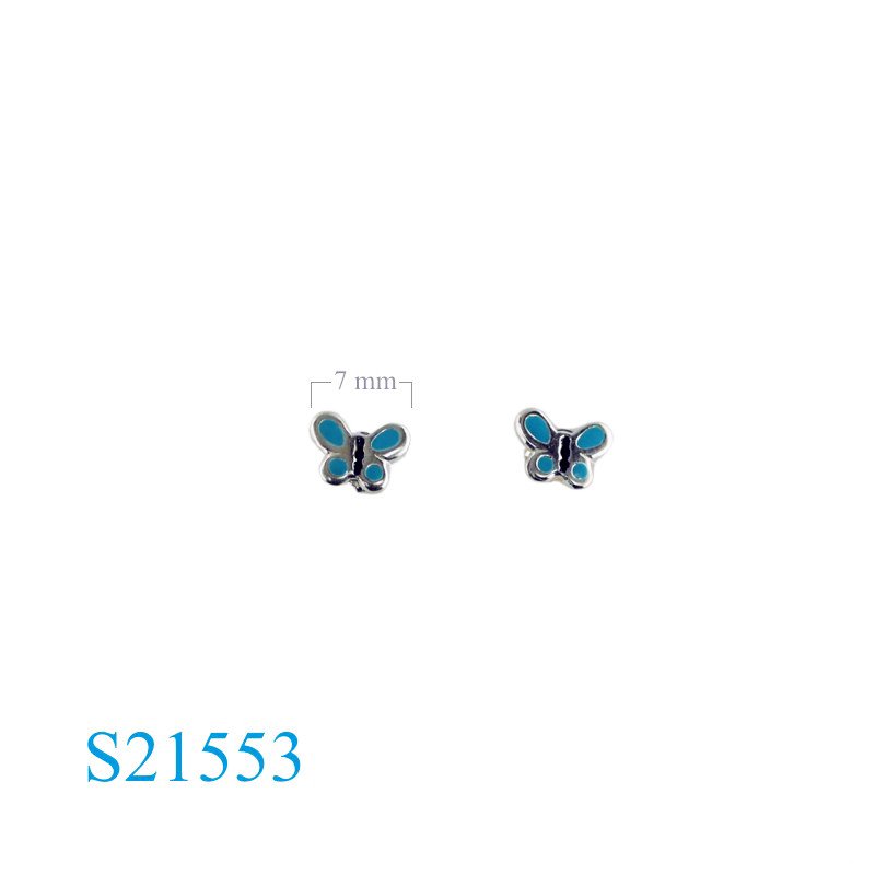 Earrings, enamel butterfly