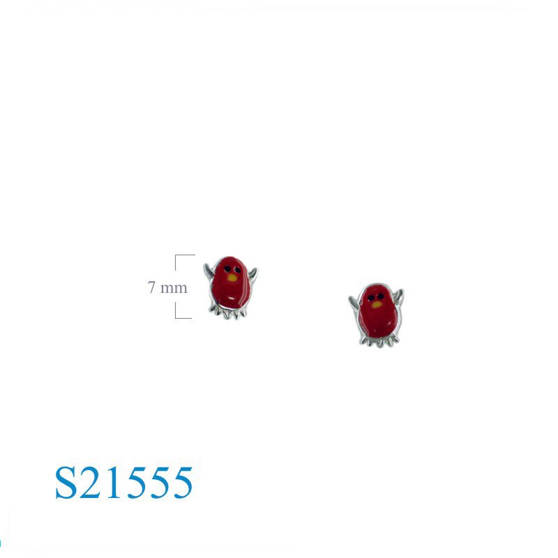 Earrings, enamel penguin.