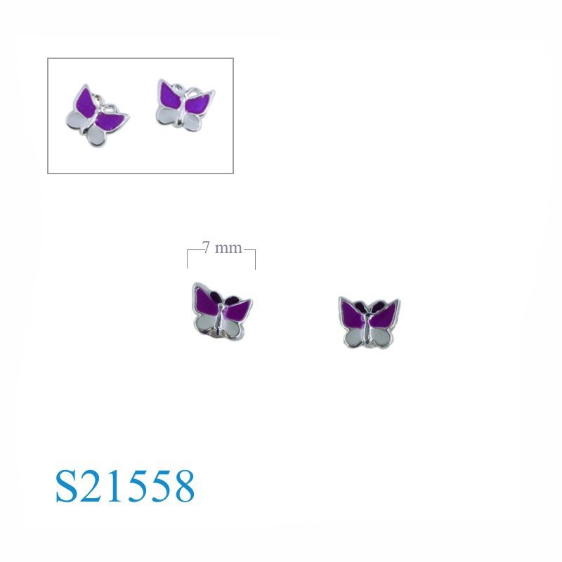 Earrings, enamel butterfly.
