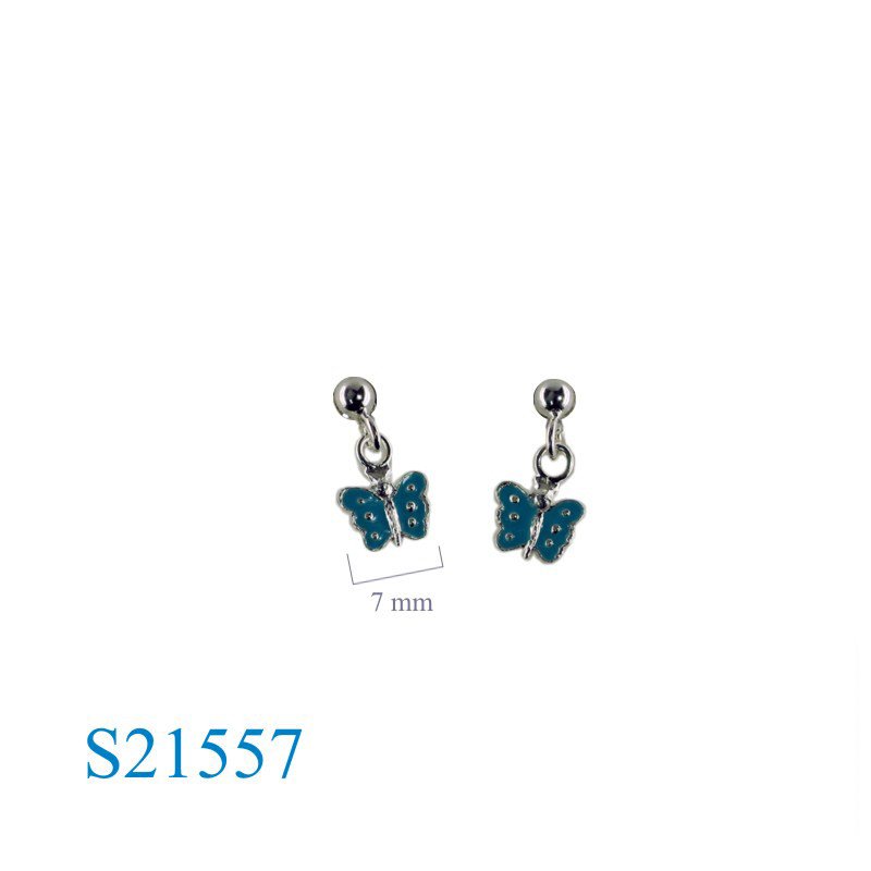 Earrings, enamel butterfly with post.