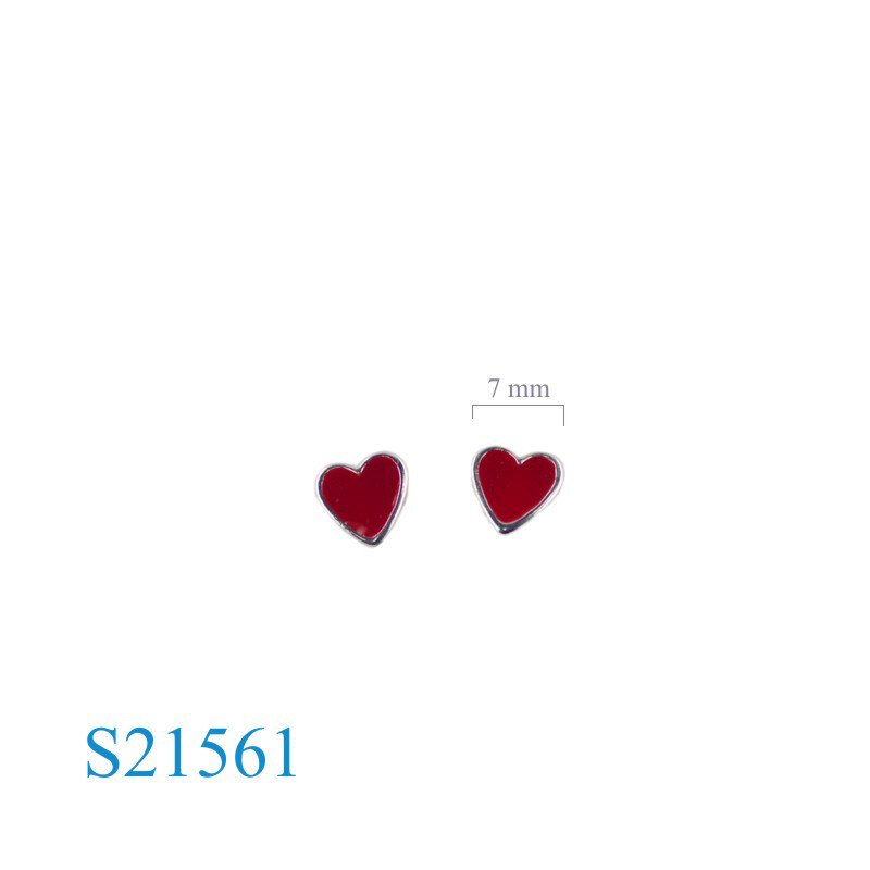 Earrings, enamel heart.