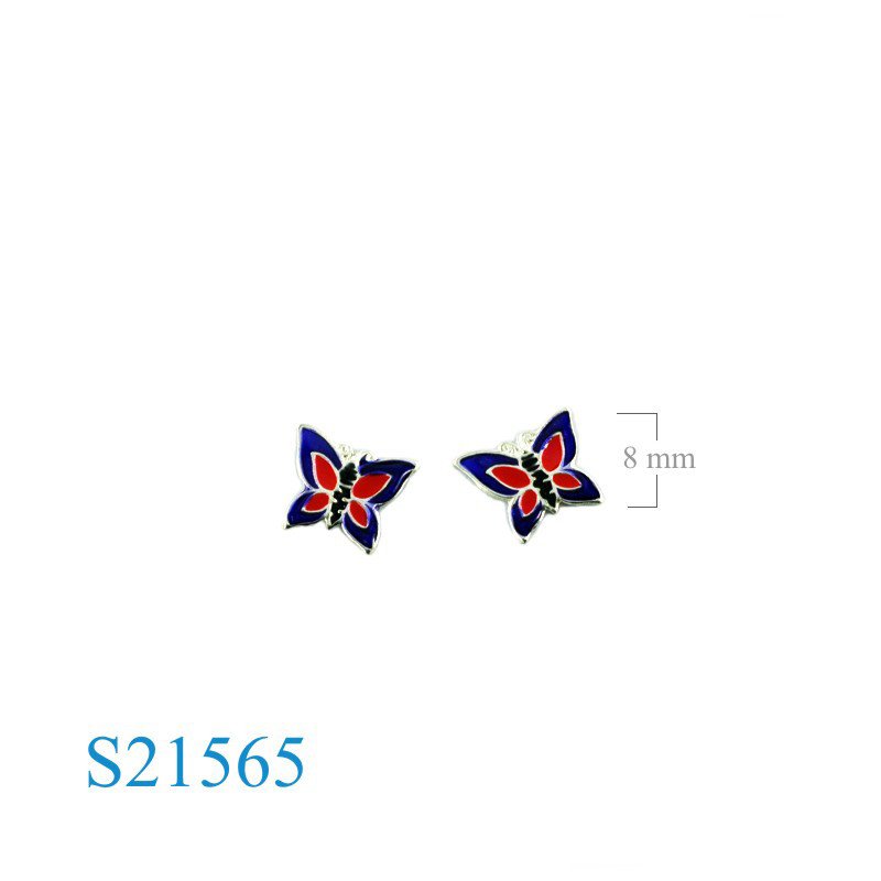 Earrings, enamel butterfly.