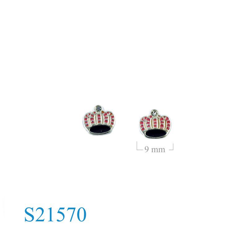 Earrings, enamel crown.