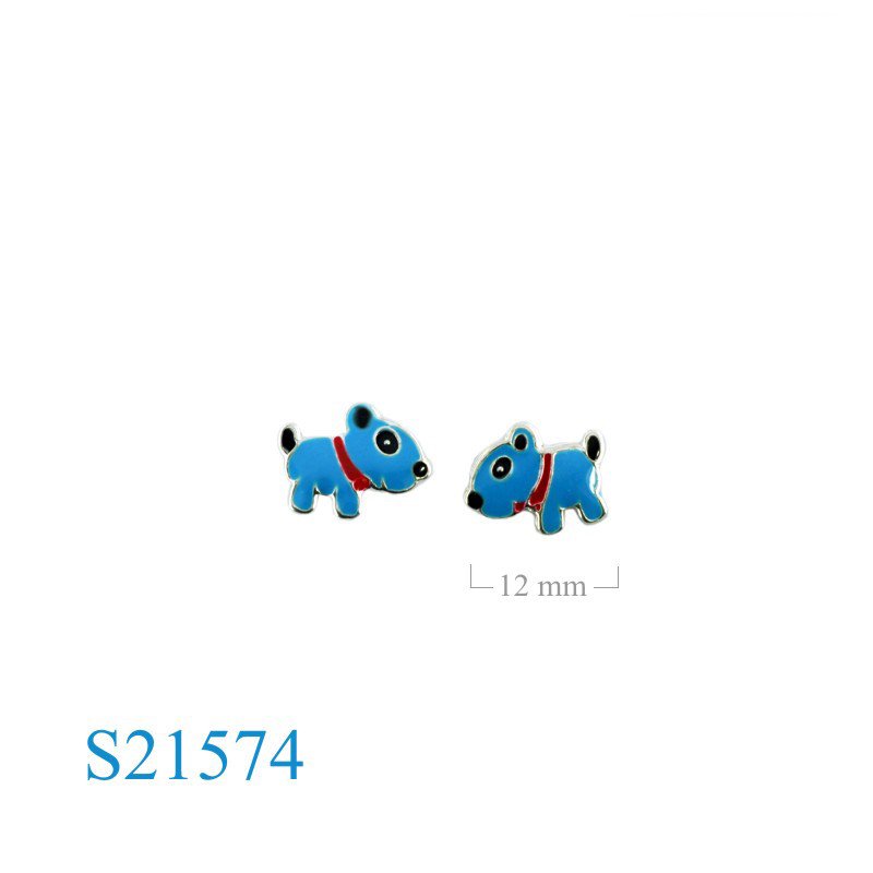 12mm blue dog Earrings